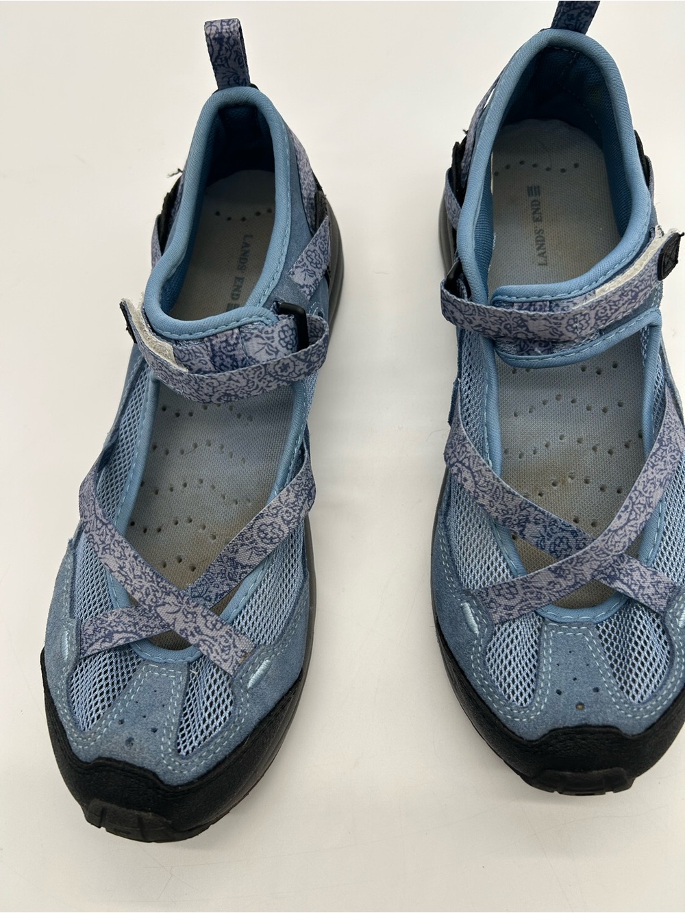 Lands End Trekker Mary Jane Light Blue  Hiking Walking Sandals 8.5